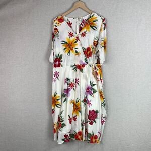 Old Navy Women Tropical Print Dress Size 1X Waist Defined Summer Vacation Resort